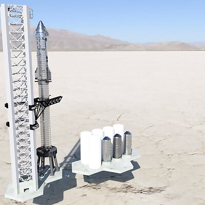 SpaceX Starship Orbital Lauch Tower Mechazilla with GSE Tanks