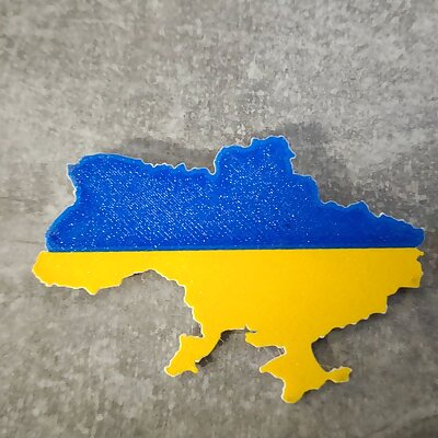 High detailed singlenozzle multicolor badge in the shape of Ukraine