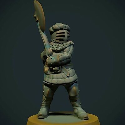 Knight with axe 28mm supportless FDM friendly