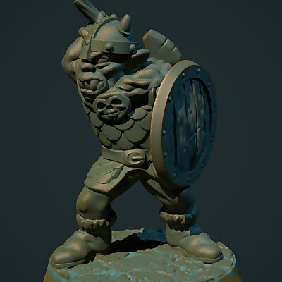 Orc with axe 28mm supportless FDM friendly