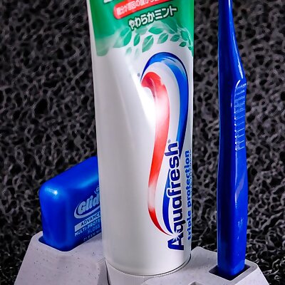 Toothbrush toothpaste and floss holder