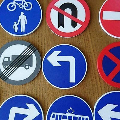 MultiMaterial Road Sign UK Coasters