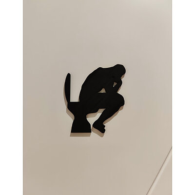 Rodins The Thinker Toilet  Bathroom sign