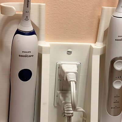 Sonicare Stand with Waterpik Attachments and Toothpaste Hanger over GFCI
