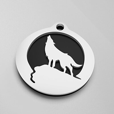 Wolf medal keychain