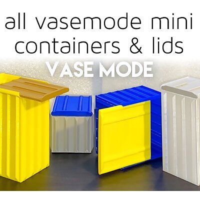 Storage Box and Lids mini desk containers for Vase Mode Fast Printing