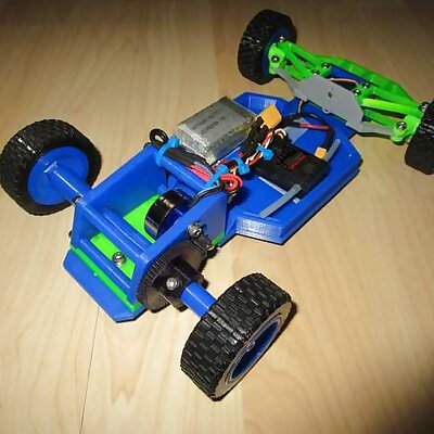 Fully 3D printable 118 rc car chassis that doesnt need bearings!