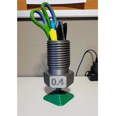 3D Printer Style Nozzle Pen  Pencil Cup w Hidden Compartment