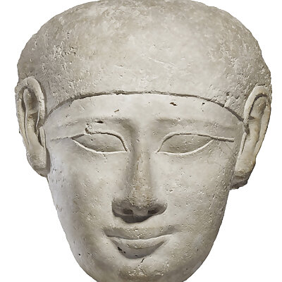 Egyptian Limestone Head from a Sarcophagus Lid