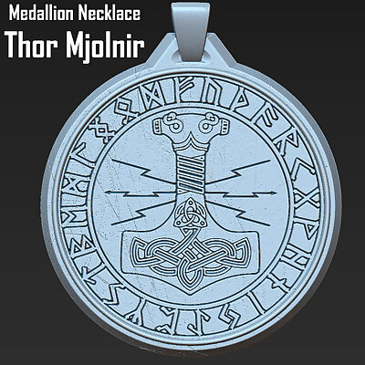 Medallion Necklace Thor Mjolnir FREE
