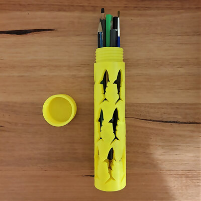 Shark pencil case box screw top