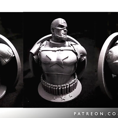 Wicked Marvel Avengers Captain America 3d Bust STL ready for printing FREE