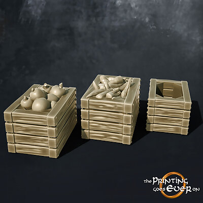 Wooden Crates with Fruit and Vegetables