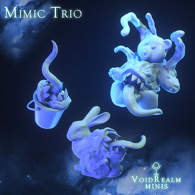 Mimic Trio Teddy Bear 3D Rabbit Bucket