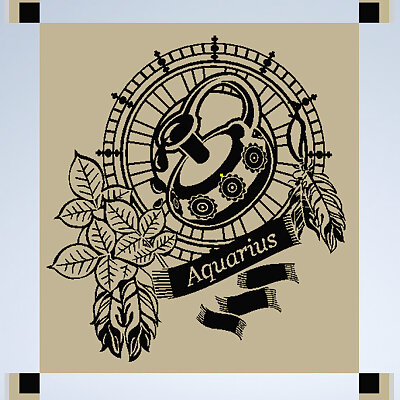 Aquarius zodiac sign stencil  multicolor