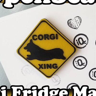 Corgi Crossing Fridge Magnet