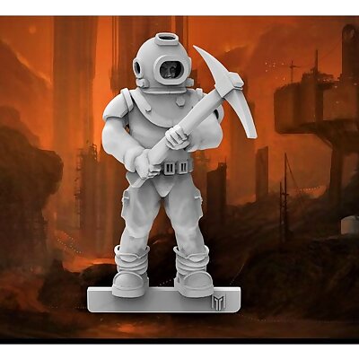 Space Miner  Prospector with Pickaxe  28mm Fantasy Miniature