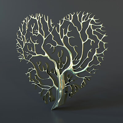 Heart Tree Art Valentines Day Ornament