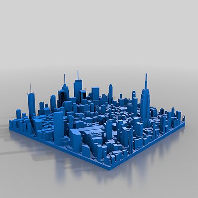 1km squared model of new york city block with empire state building
