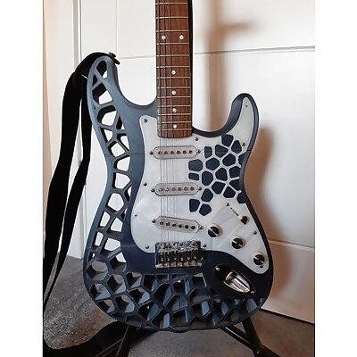 Strat Type Guitar Scratchplate  Voronoi Remix