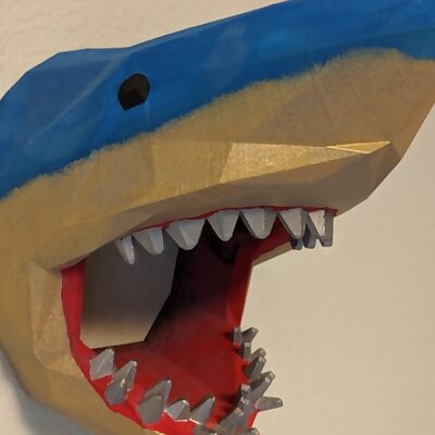 LowPoly Shark Head For Wall Large