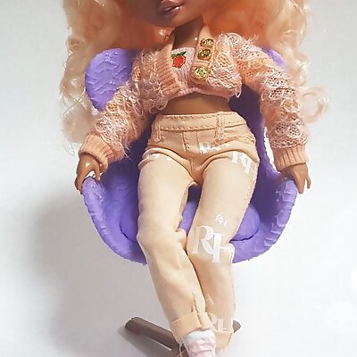 Doll Lounge Swan Chair Barbie Lounge Swan Chair Rainbow high doll Lounge Swan Chair  Chair Doll Furniture
