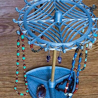 Remix Necklace Stand with spider web at top