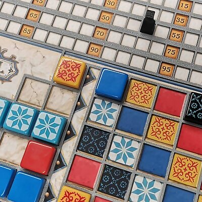 Azul boardgame board overlay tile slots and score keeping peg