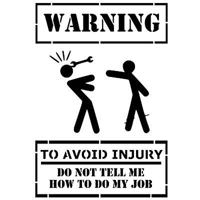 Warning job injury stencil