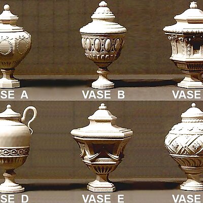 Six Classical Vases with Lids