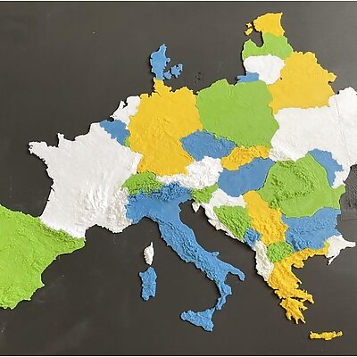 Continental Europe Topographic Relief Puzzle