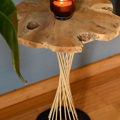 Designer Hyperboloid Side Table from prusa filament spool and bamboo skewers