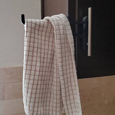 Simple cabinet handle towel holder