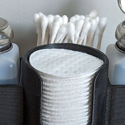 Liquid dispenser caddy with cotton swabpad holders