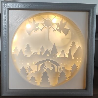 Christmas paper craft like scene lamp new frame  holy night