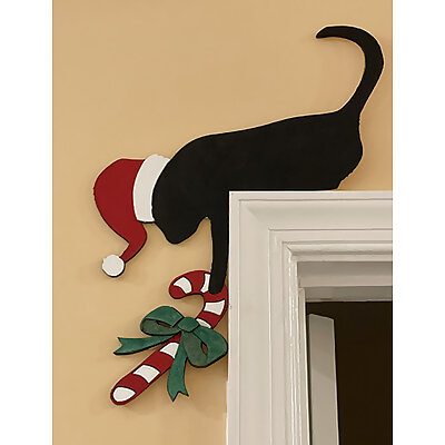 Christmas Cat Door Corner