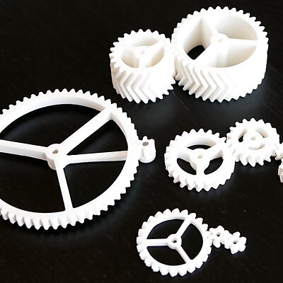 General Purpose 3D Printable Herringbone and Spur Gears Set