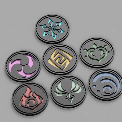 7 elements badges Genshin Impact