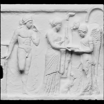 Relief Victory making a libation to Diana and Apollo