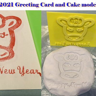 3D print 2021 greeting card model and cake model