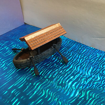 Miniature Covered Boat with Oars
