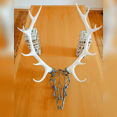 Wireframe Deer Head With Giant Antlers