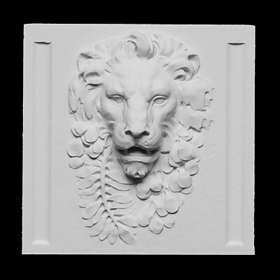 Lion head relief