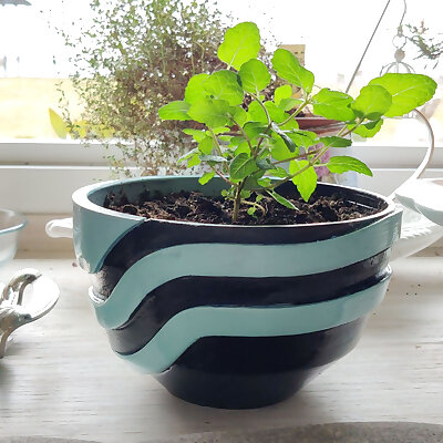 Simple Planter with Stylized Swooshes