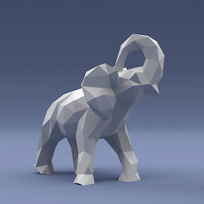 Triangulated  Low Poly Elephants stylized animals