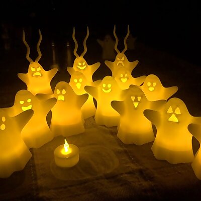 13 Halloween Ghosts with LED tea light