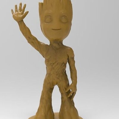 baby groot w hand touching leg