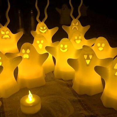 13 Halloween Ghosts with LED tea light