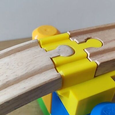 Wooden train track support for Mega Bloks