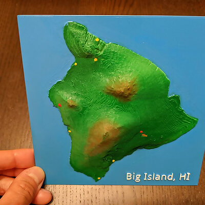 Big Island Hawaii 3D topo relief map